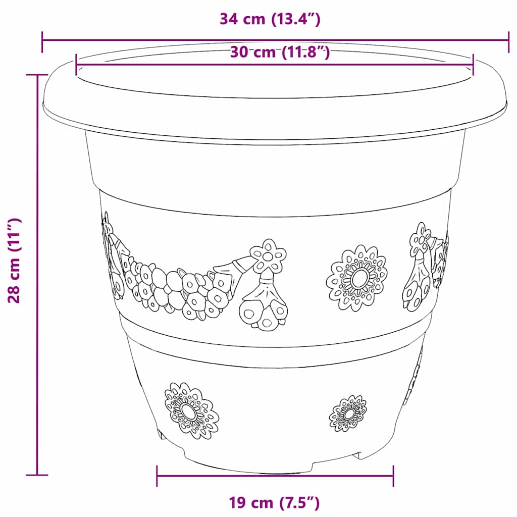 Okrugla saksija za cveće 24 pcs Crvena cigla Ø 34 x 28 cm