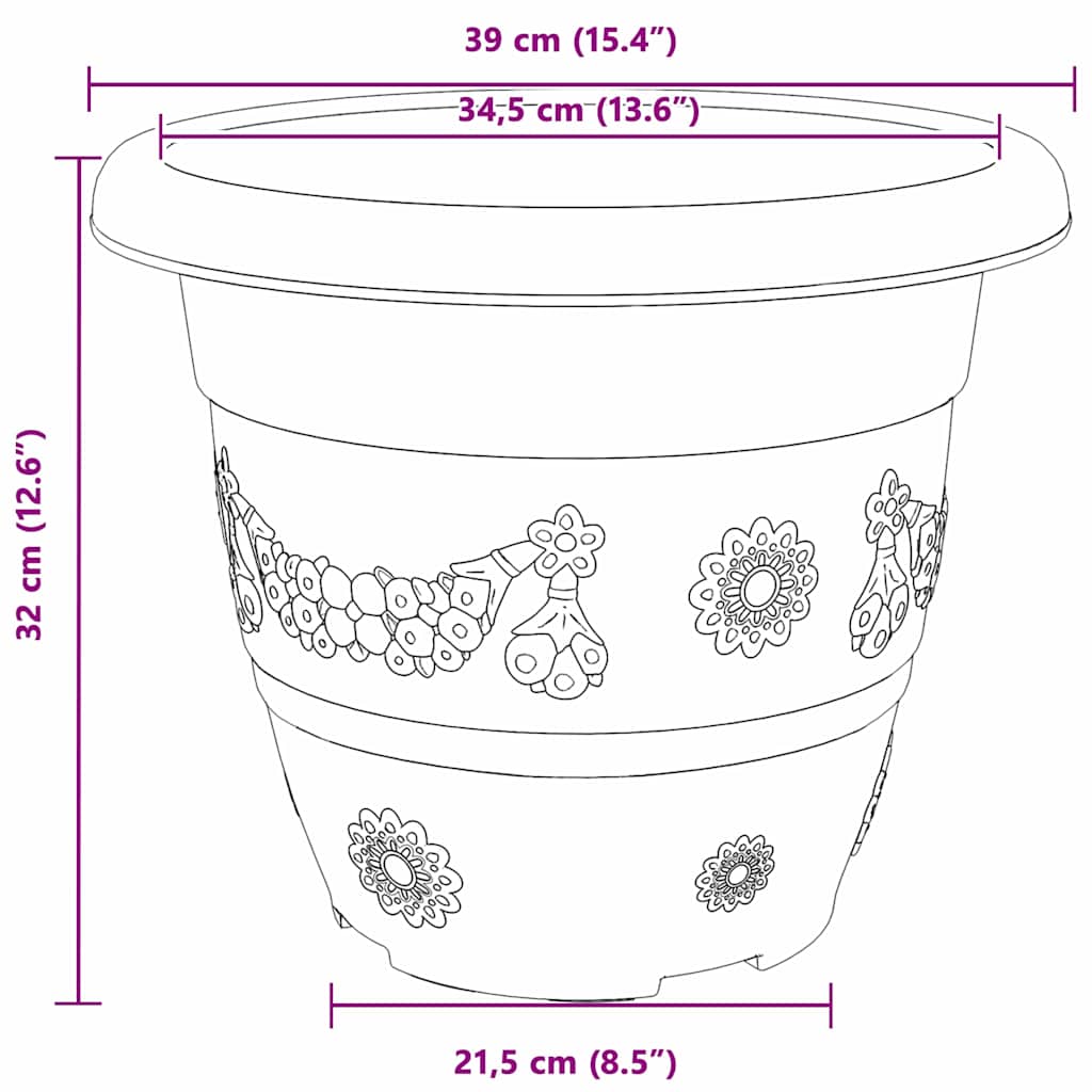 Okrugla saksija za cveće 24 pcs Crvena cigla Ø 39 x 32 cm