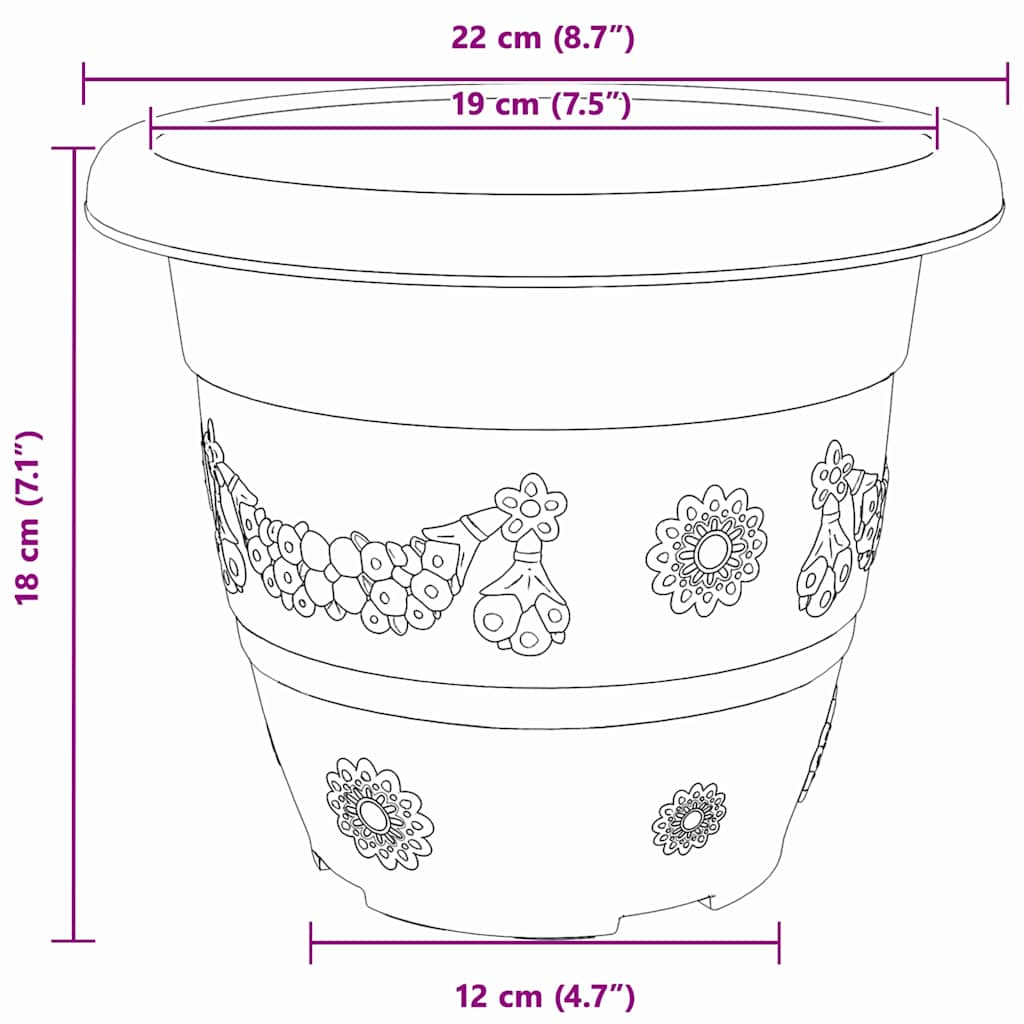 Okrugla saksija za cveće 24 pcs Crna Ø 22 x 18 cm Plastika