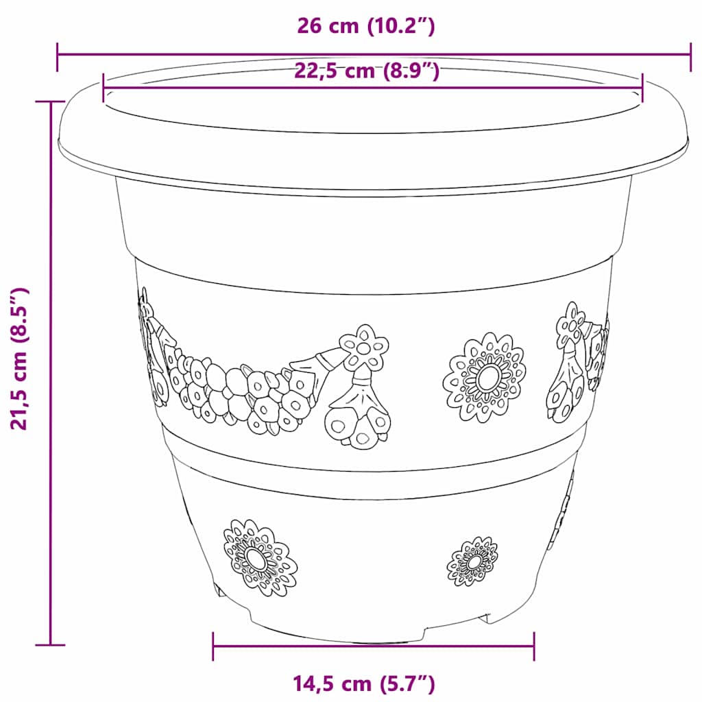Okrugla saksija za cveće 24 pcs Crna Ø 26 x 21.5 cm Plastika
