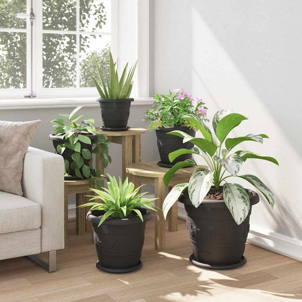 Okrugla saksija za cveće 24 pcs Crna Ø 30 x 25 cm Plastika