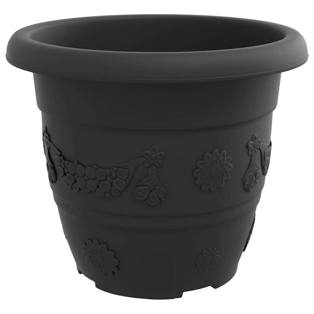 Okrugla saksija za cveće 24 pcs Crna Ø 30 x 25 cm Plastika