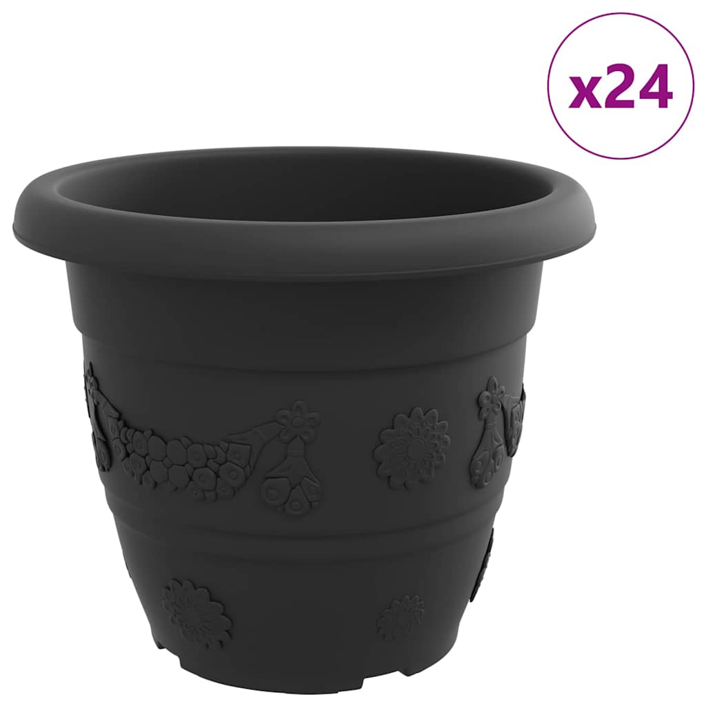 Okrugla saksija za cveće 24 pcs Crna Ø 34 x 28 cm Plastika
