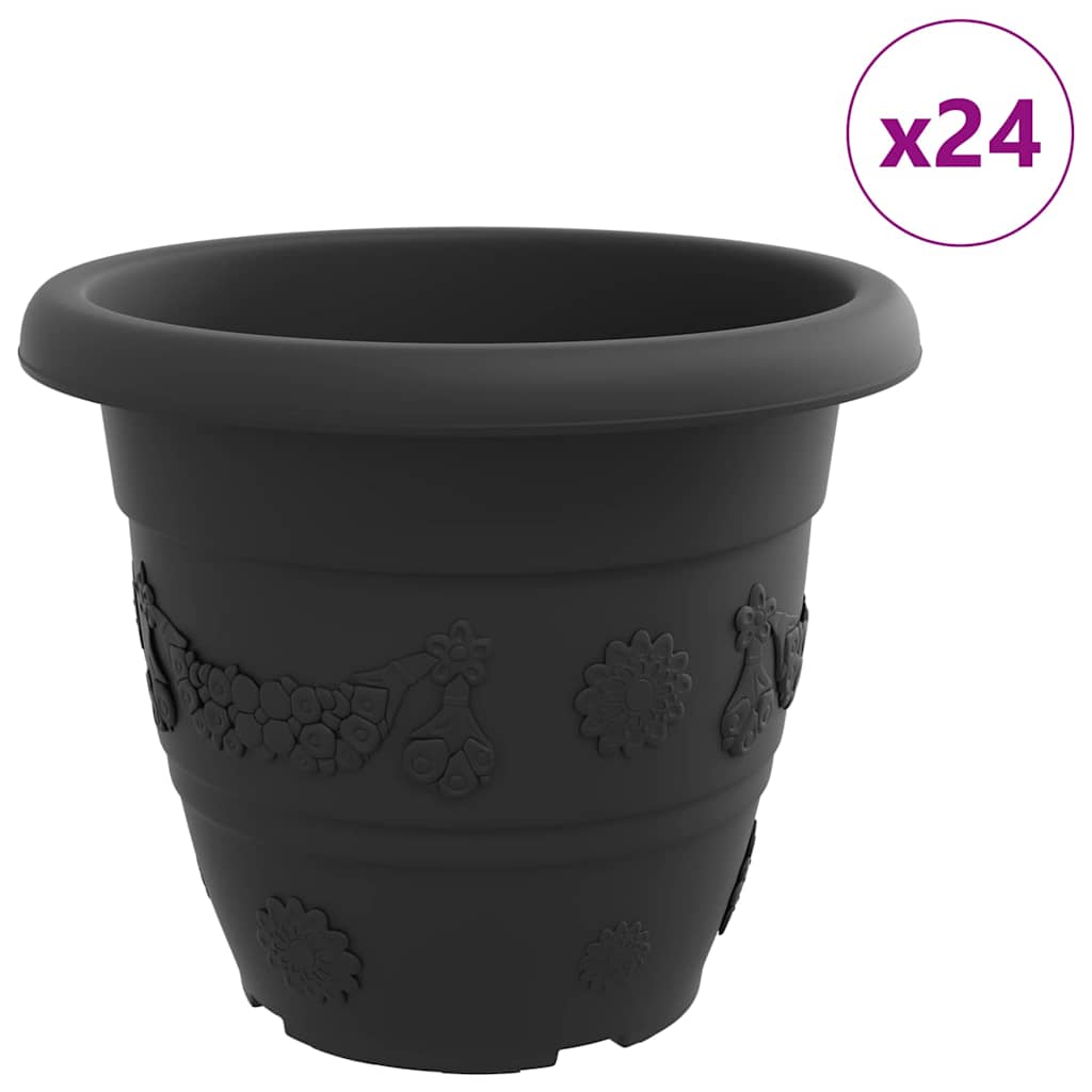 Okrugla saksija za cveće 24 pcs Crna Ø 39 x 32 cm Plastika