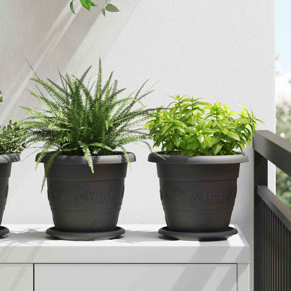 Kružni Pladanj za Cvijeće 6 pcs Crna Ø 17,5 x 2 cm Plastika