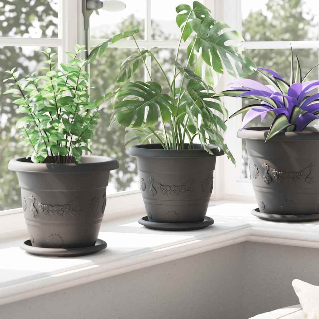 Kružni Pladanj za Cvijeće 6 pcs Crna Ø 17,5 x 2 cm Plastika