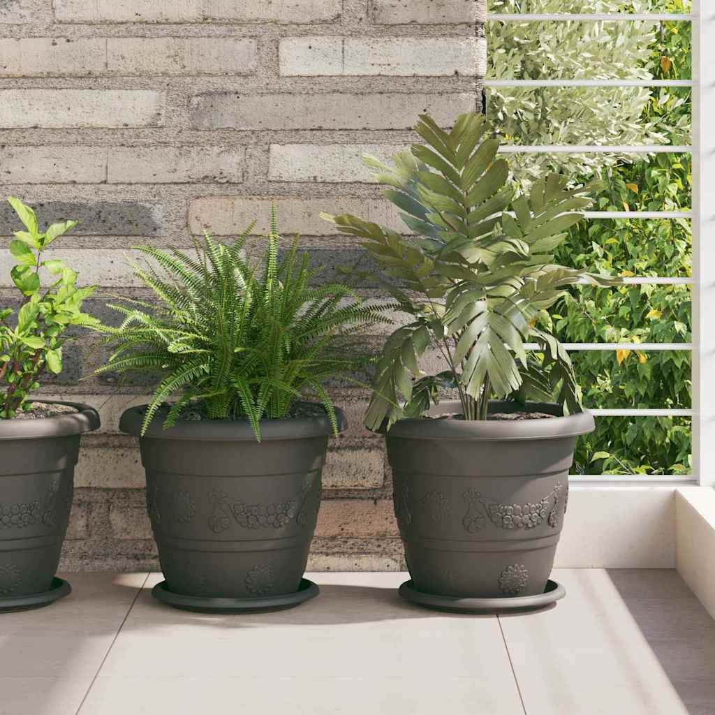 Kružni Pladanj za Cvijeće 6 pcs Crna Ø 19 x 2 cm Plastika