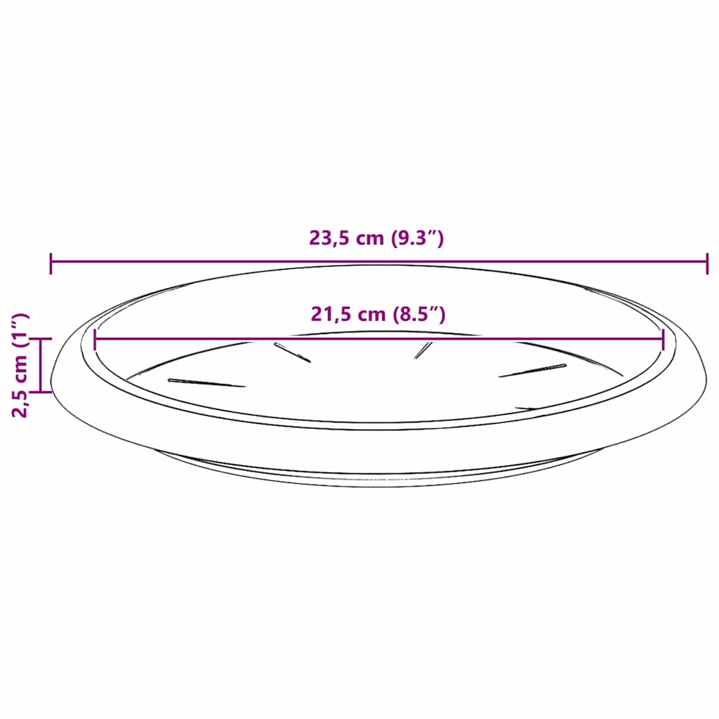 Kružni Pladanj za Cvijeće 6 pcs Crna Ø 14 x 2 cm Plastika