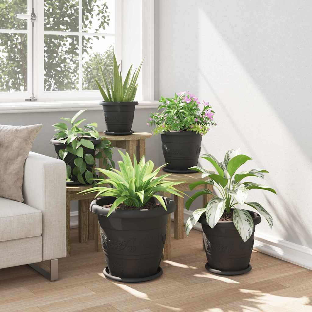 Kružni Pladanj za Cvijeće 6 pcs Crna Ø 14 x 2 cm Plastika