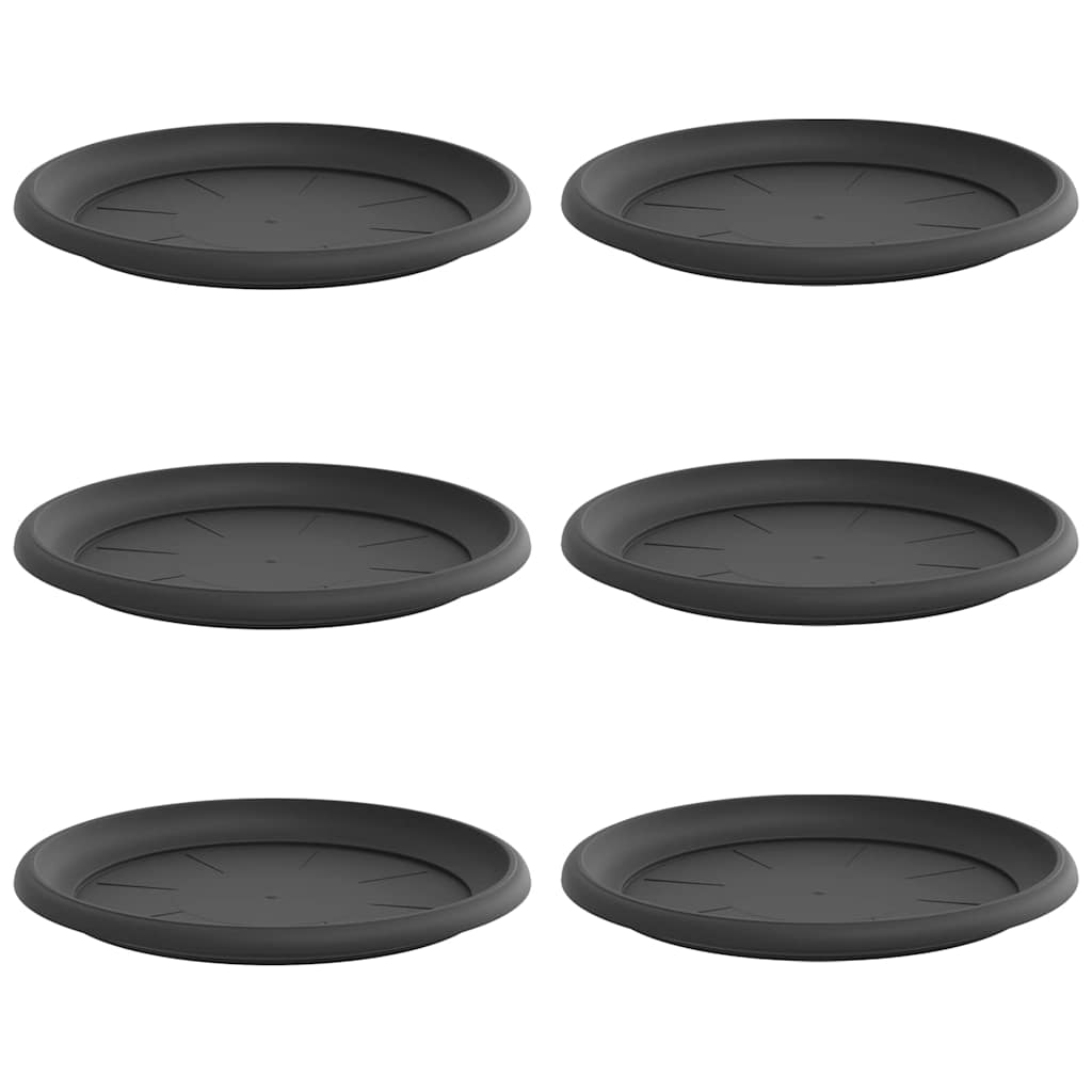 Kružni Pladanj za Cvijeće 6 pcs Crna Ø 14 x 2 cm Plastika