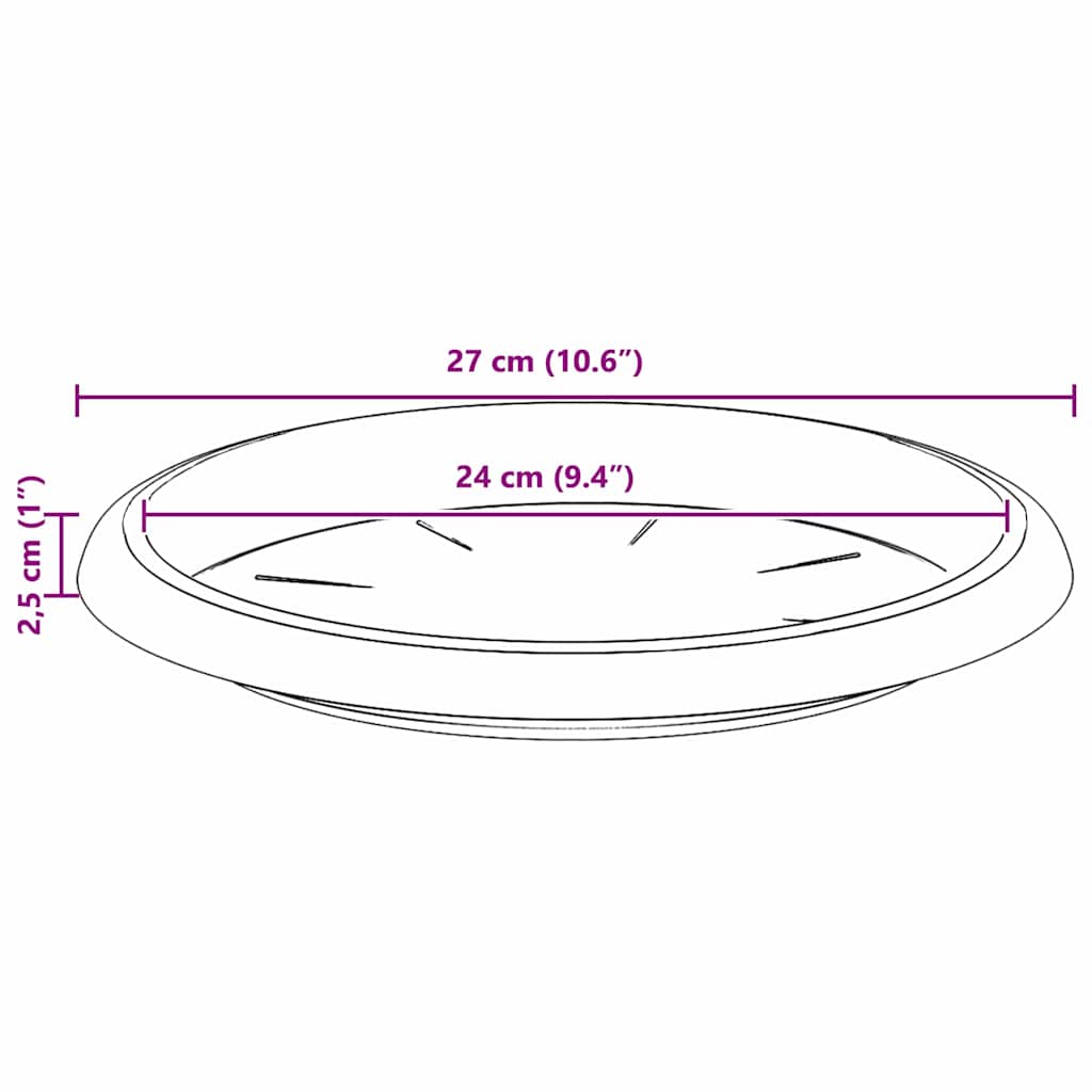 Kružni Pladanj za Cvijeće 6 pcs Crna Ø 14 x 2 cm Plastika