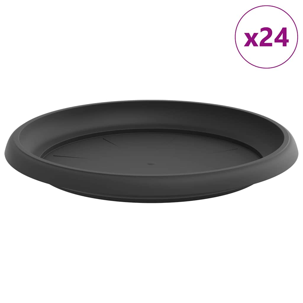 Kružni Pladanj za Cvijeće 24 pcs Crna Ø 21,5 x 2,5 cm Plastika