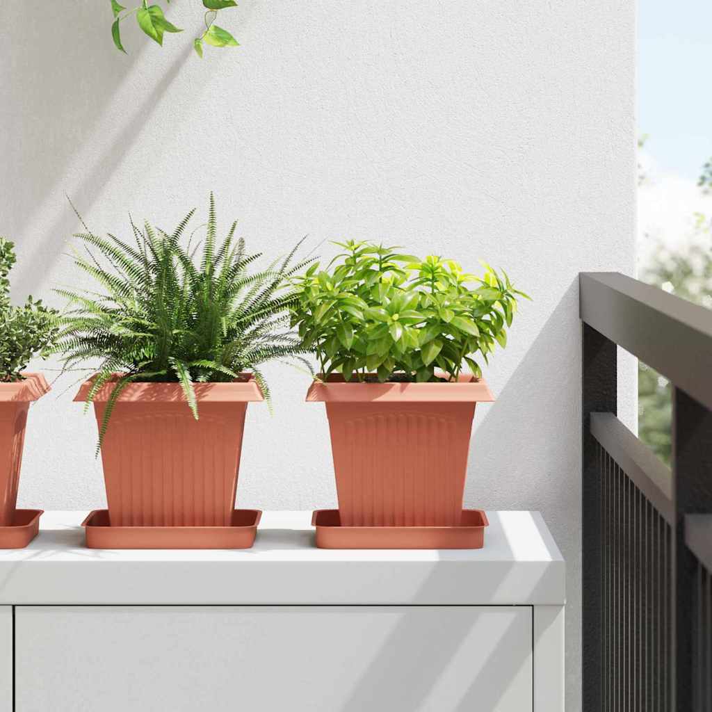 Kvadratna saksija za cvijeće 6 pcs Crvena cigla 16 x 16 x 14 cm