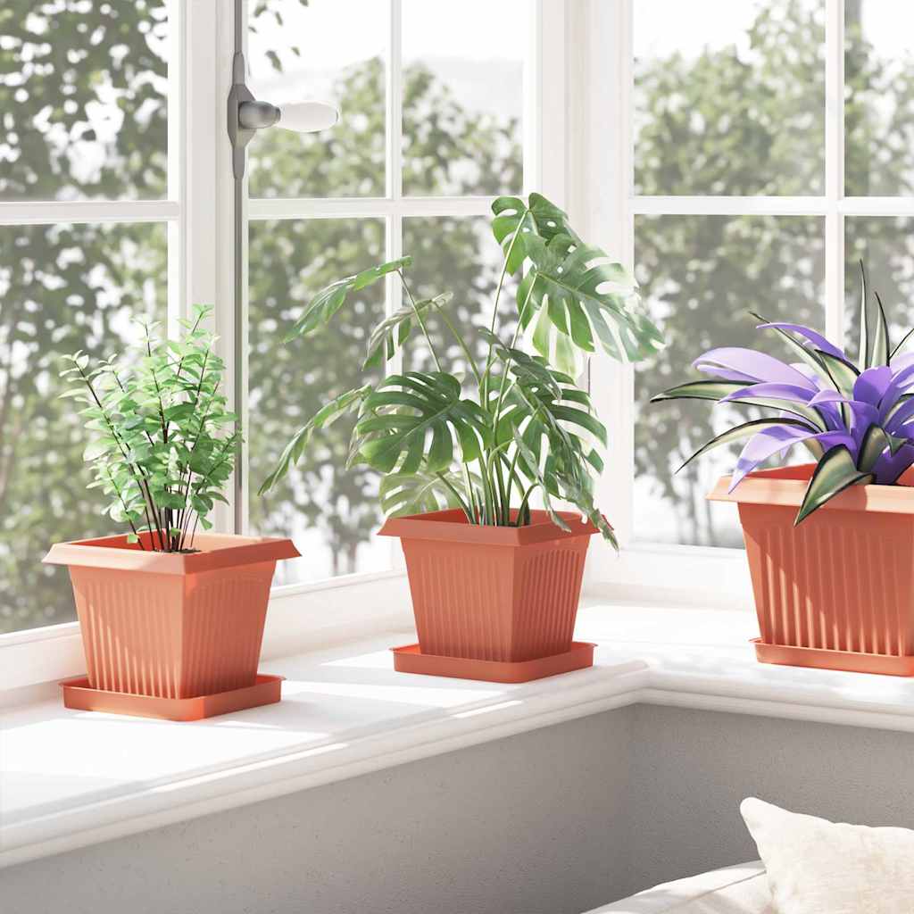 Kvadratna saksija za cvijeće 6 pcs Crvena cigla 16 x 16 x 14 cm