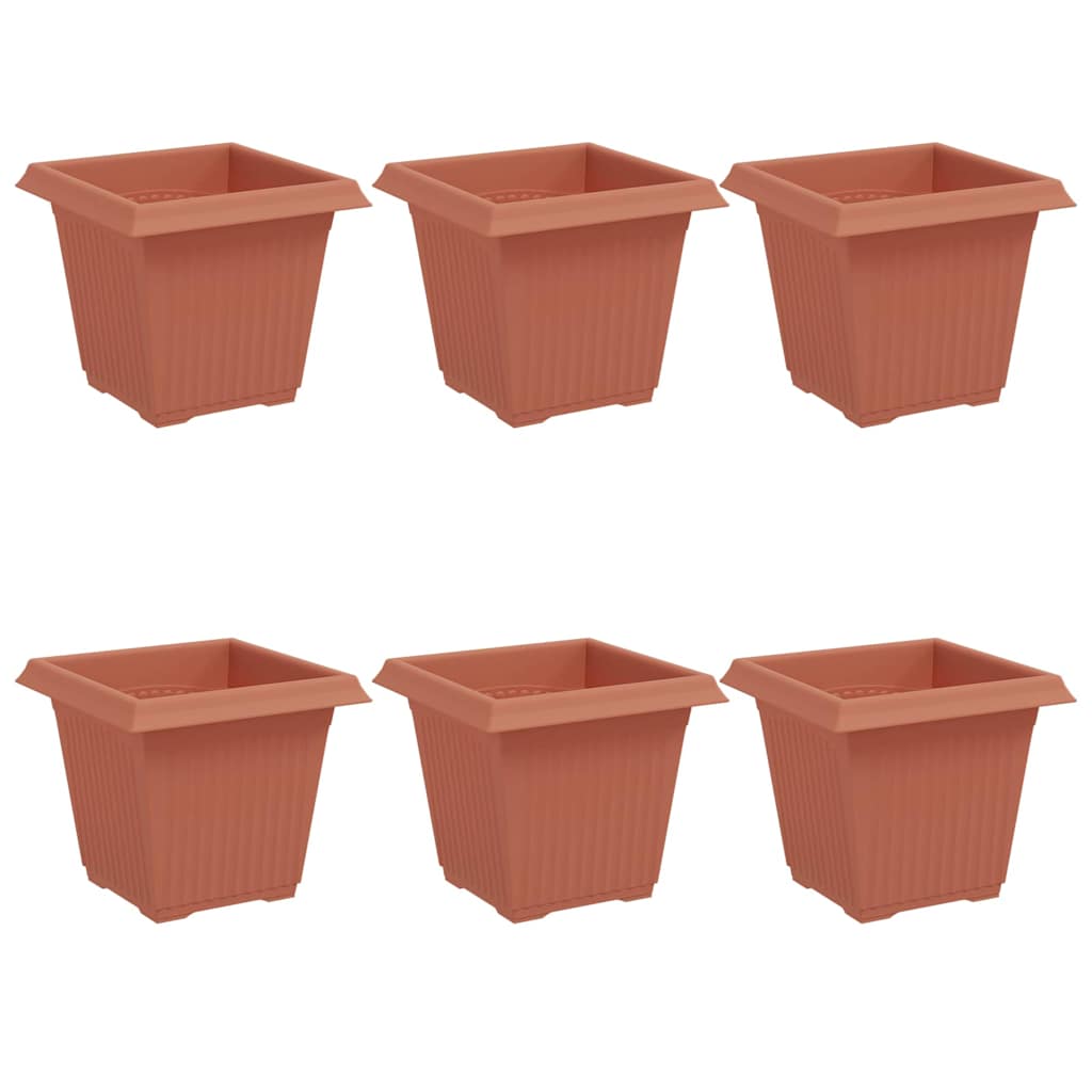 Kvadratna saksija za cvijeće 6 pcs Crvena cigla 16 x 16 x 14 cm