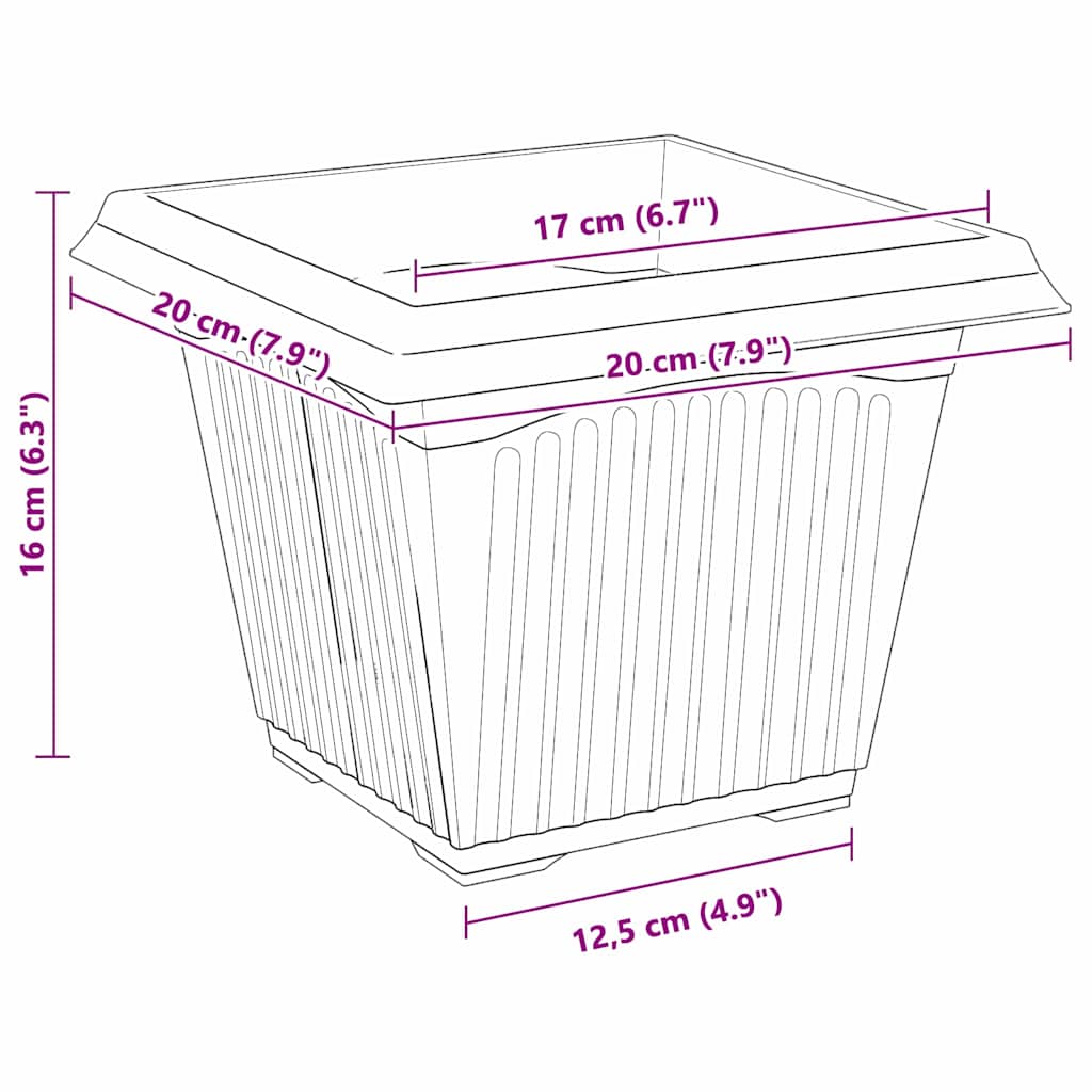 Kvadratna saksija za cvijeće 6 pcs Crvena cigla 20 x 20 x 16 cm