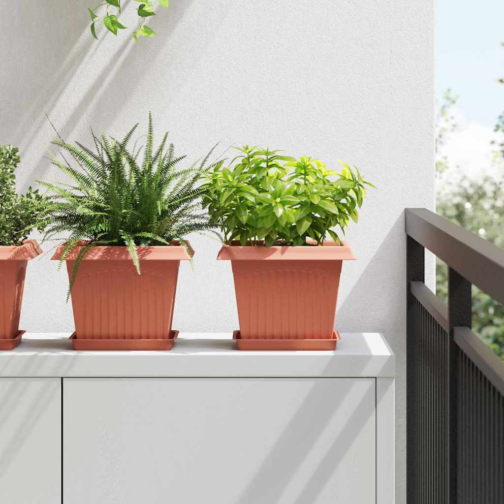 Kvadratna saksija za cvijeće 6 pcs Crvena cigla Plastika