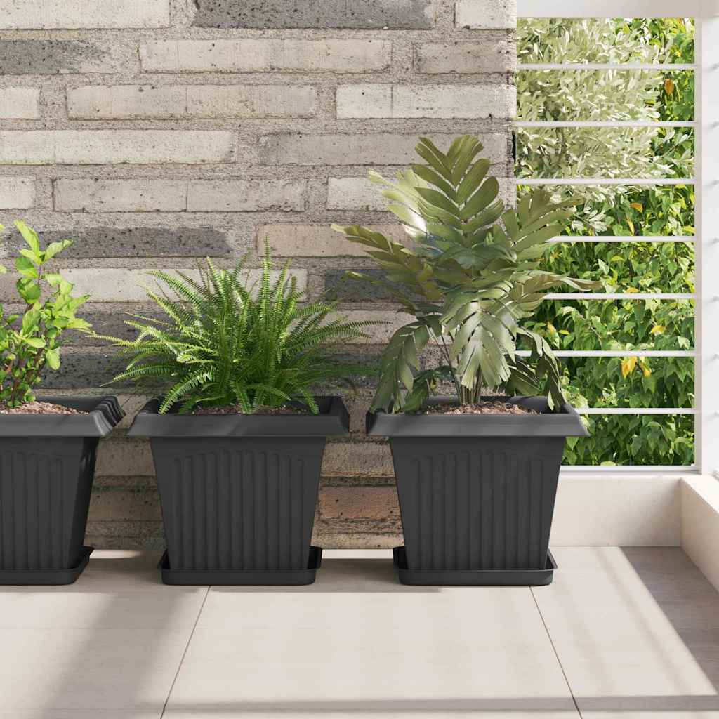 Kvadratna saksija za cvijeće 6 pcs Crna 28,5 x 28,5 x 22 cm