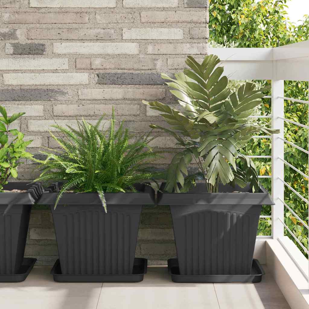 Kvadratna saksija za cvijeće 6 pcs Crna 43 x 43 x 33,5 cm