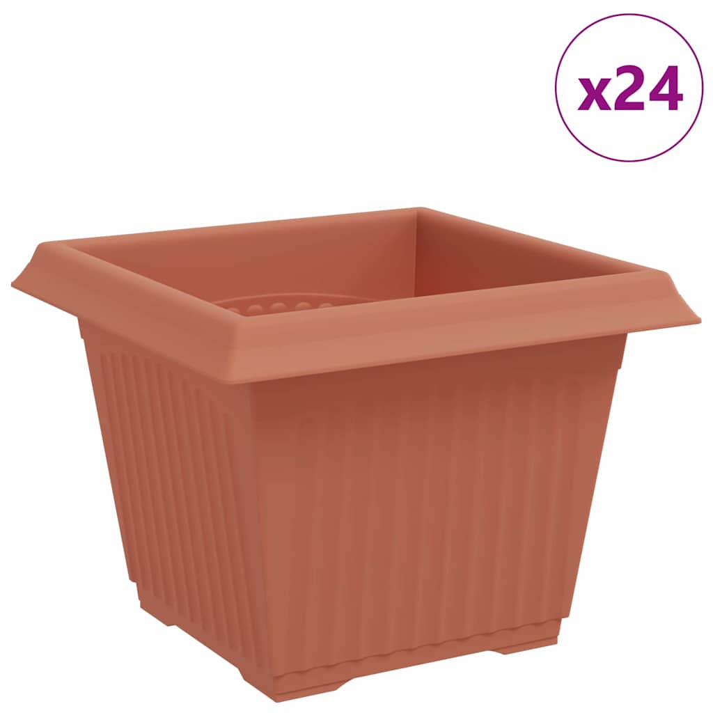 Kvadratna saksija za cvijeće 24 pcs Crvena cigla Plastika