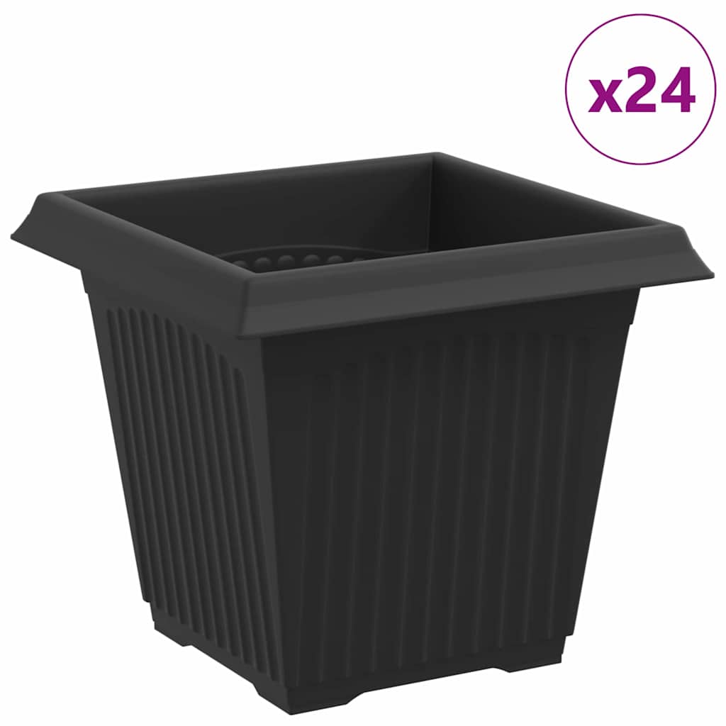 Kvadratna saksija za cvijeće 24 pcs Crna 16 x 16 x 14 cm