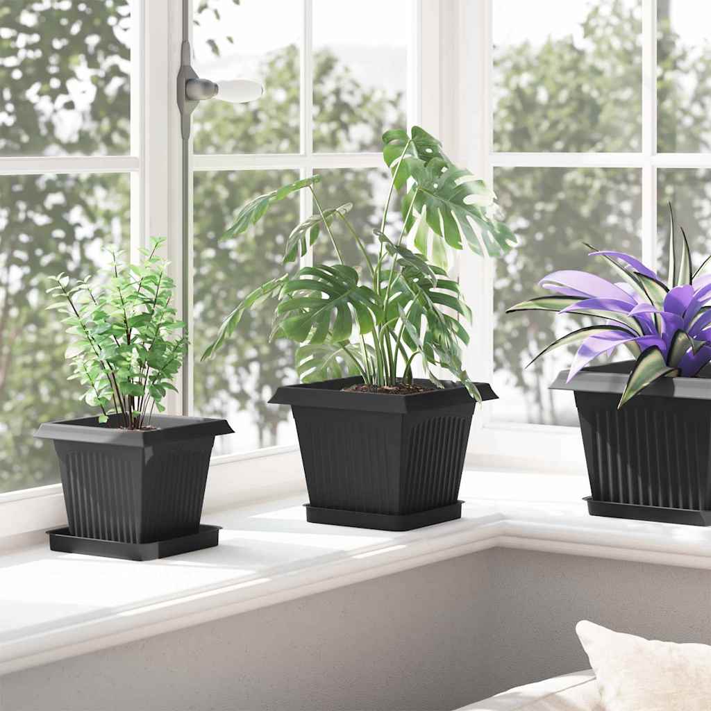 Kvadratna saksija za cvijeće 24 pcs Crna 20 x 20 x 16 cm