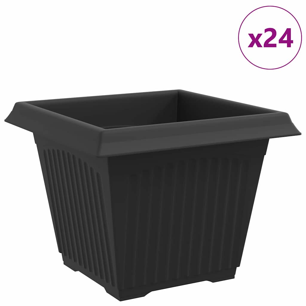 Kvadratna saksija za cvijeće 24 pcs Crna 28,5 x 28,5 x 22 cm