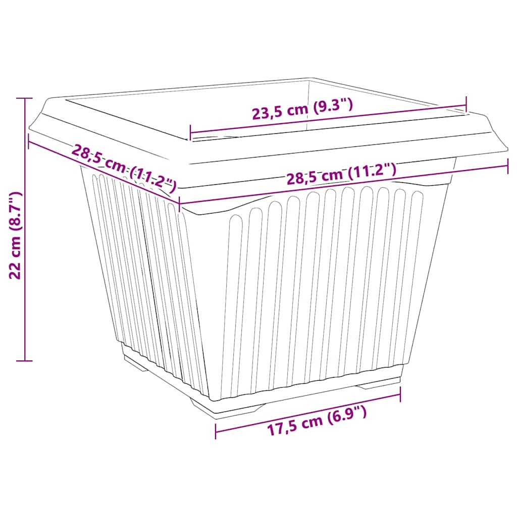 Kvadratna saksija za cvijeće 24 pcs Crna 28,5 x 28,5 x 22 cm