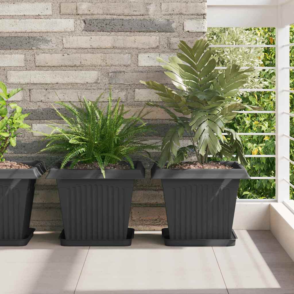 Kvadratna saksija za cvijeće 24 pcs Crna 33 x 33 x 26 cm