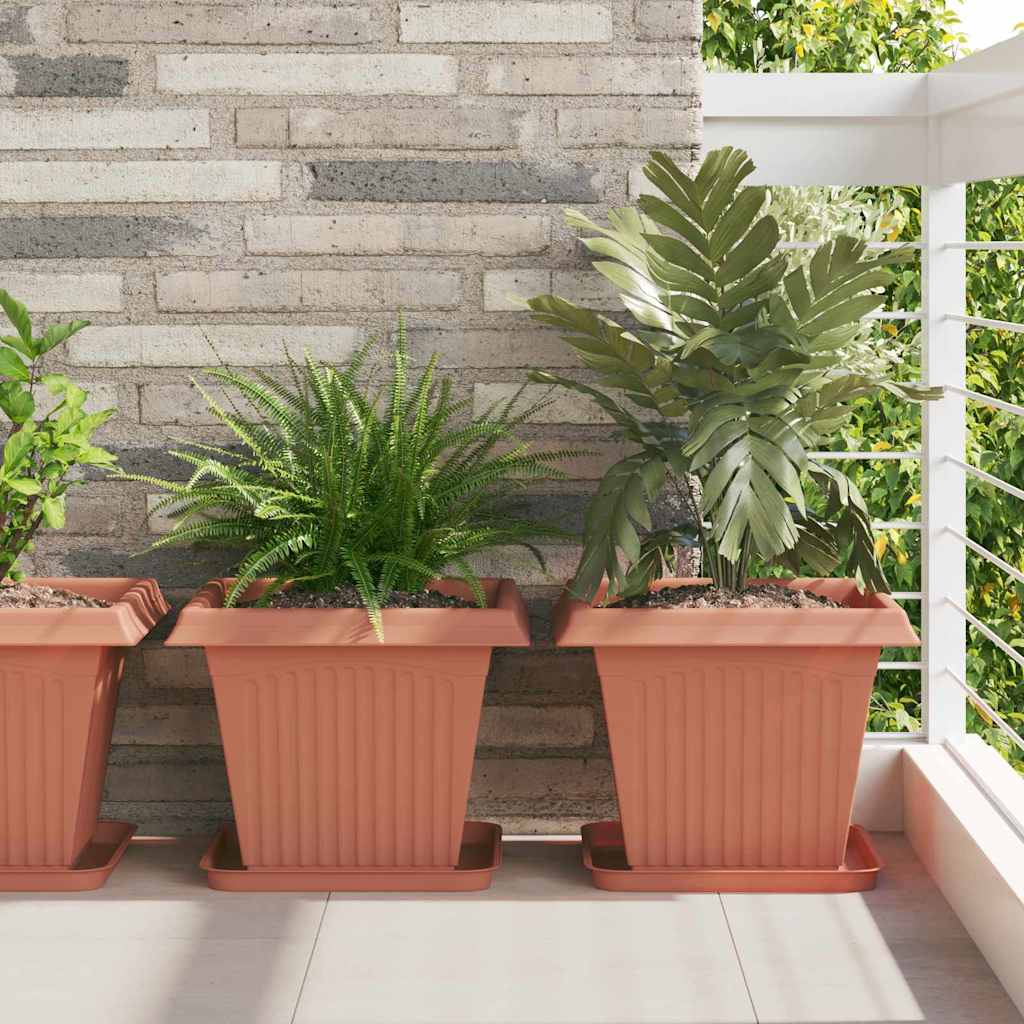 Kvadratna posuda za cvijeće 6 pcs Crvena cigla 32 x 32 x 2,5 cm