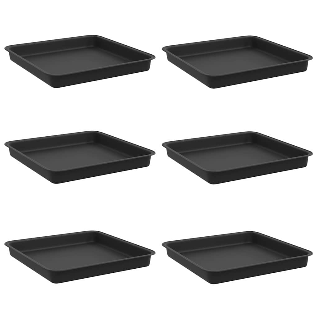 Kvadratna posuda za cvijeće 6 pcs Crna 18 x 18 x 2 cm Plastika