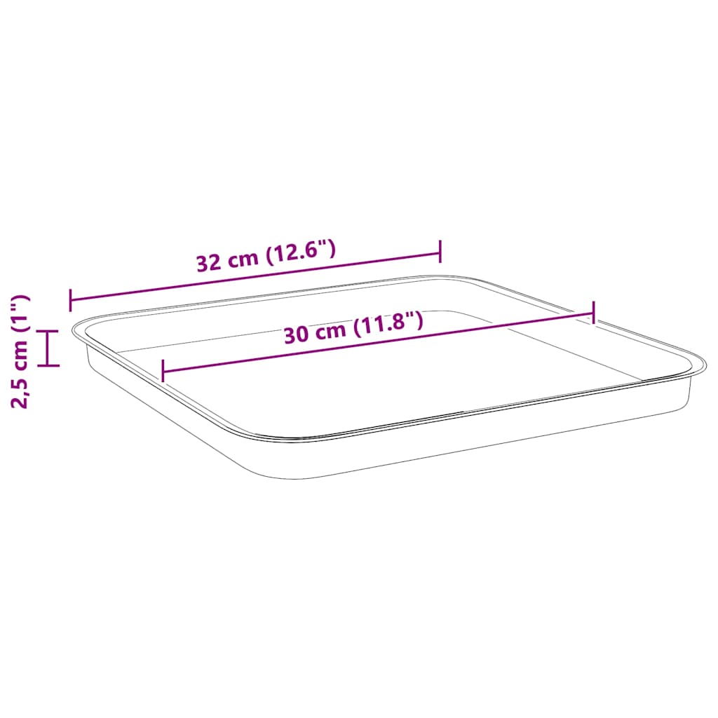 Kvadratna posuda za cvijeće 6 pcs Crna 32 x 32 x 2,5 cm