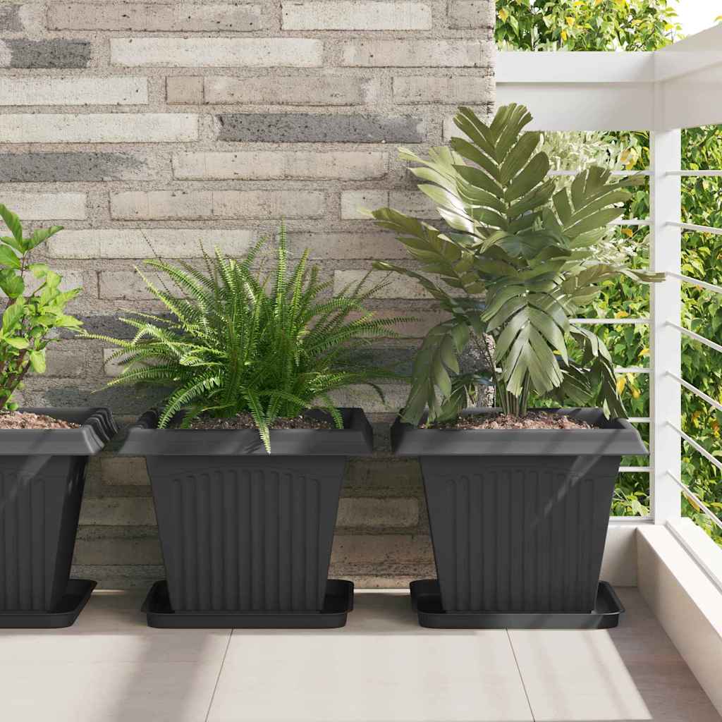 Kvadratna posuda za cvijeće 24 pcs Crna 32 x 32 x 2,5 cm