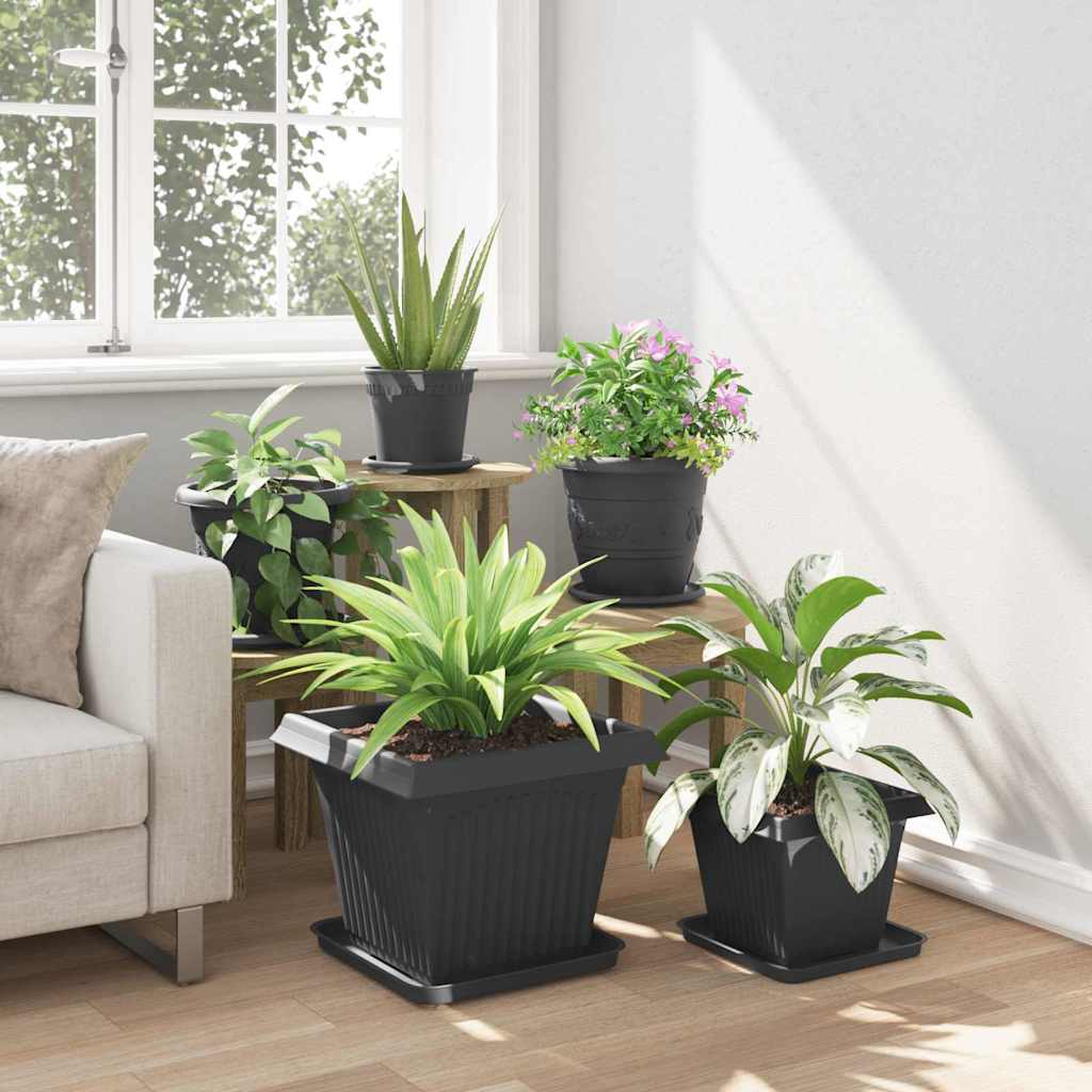 Kvadratna posuda za cvijeće 24 pcs Crna 32 x 32 x 2,5 cm