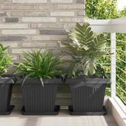 Kvadratna posuda za cvijeće 24 pcs Crna 36 x 36 x 2.5 cm