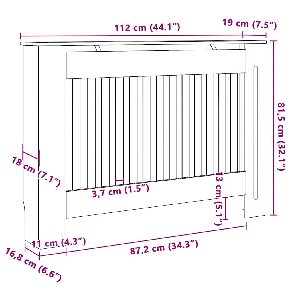 Pokrivač radijatora 2 pcs Siva 112 x 19 x 81,5 cm