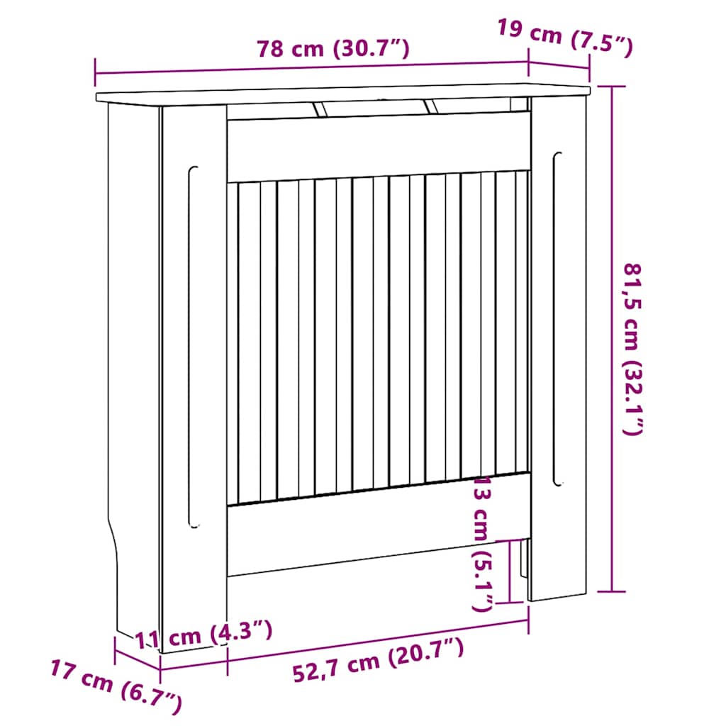 Pokrivač radijatora Siva 78 x 19 x 81,5 cm Konstruirano drvo