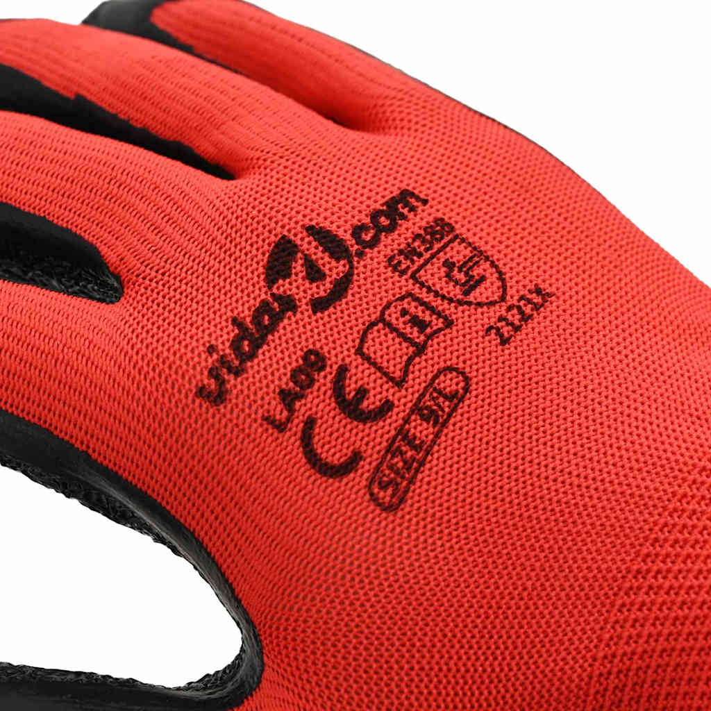 Rukavice za rad 12 pcs Crvena i Crna 9 / l Lateks premaz