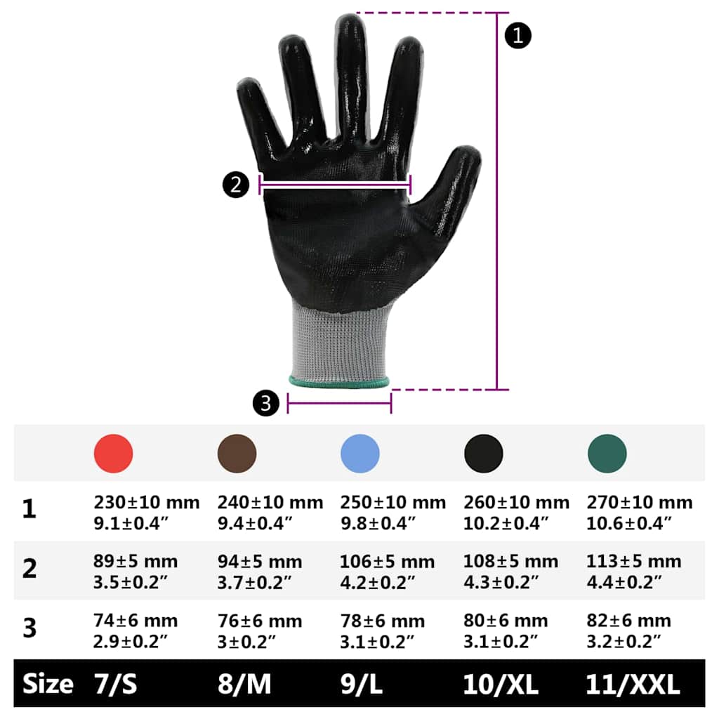 Rukavice za rad 12 pcs Siva i crna 11 / XXL Poliester