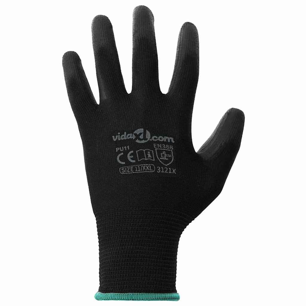 Rukavice za rad 12 pcs Crna 11 / XXL Poliester