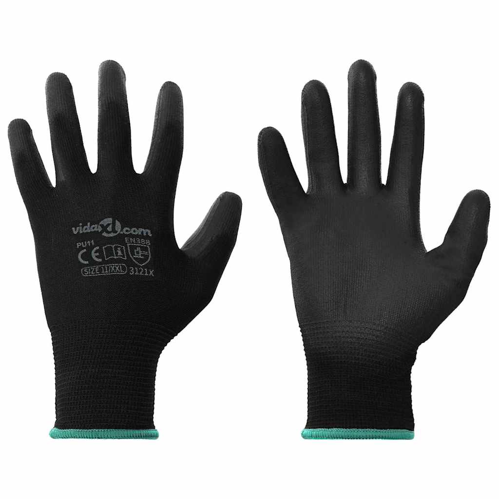 Rukavice za rad 24 pcs Crna 11 / XXL Poliester