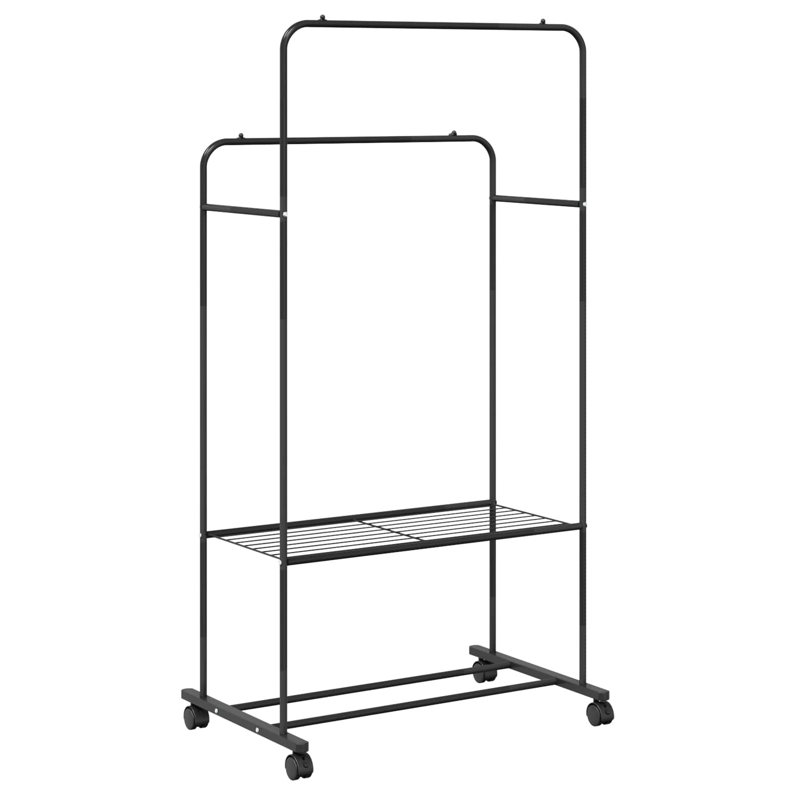 Stalak za odjeću s policom s kotačem Crna 80 x 53 x 156 cm