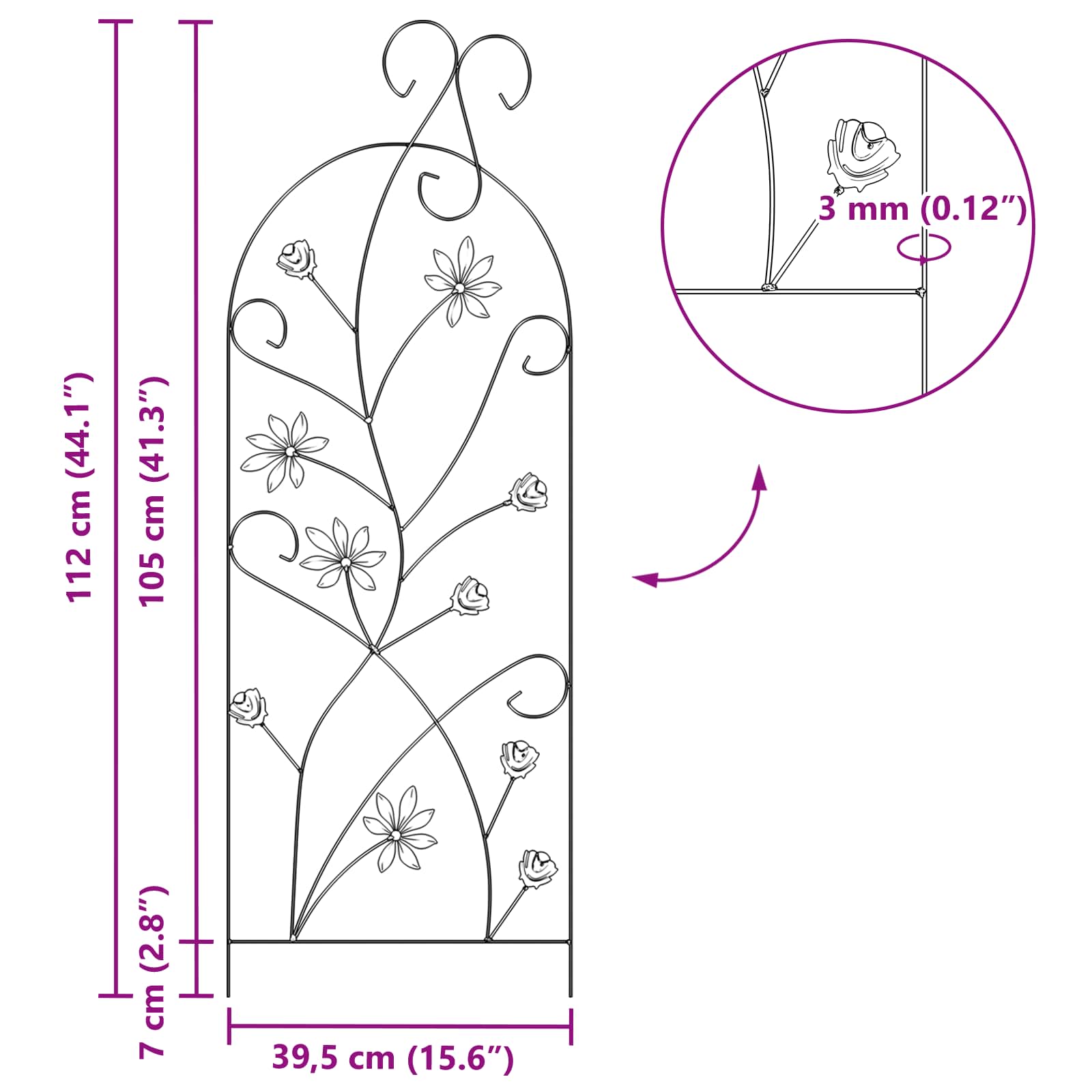 Vrtna Ograda s zaključavanjem 3 pcs Crna 112 x 39,5 cm Čelik