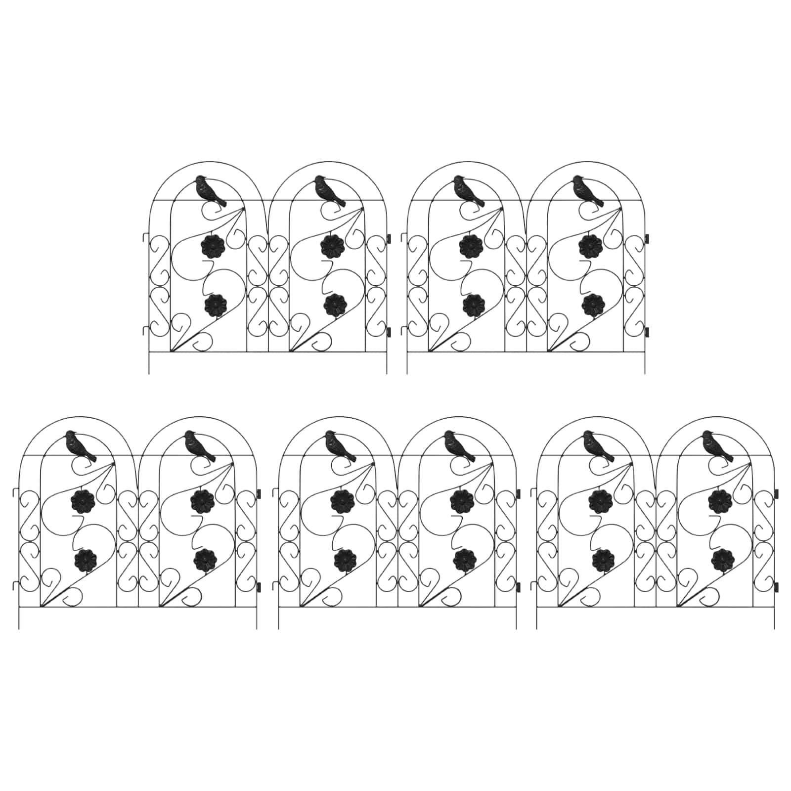 Vrtna Ograda 5 pcs Crna Čelik
