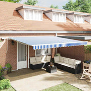 Skrovita tenda Plava i bijela 500 × 300 cm Poliester i aluminij