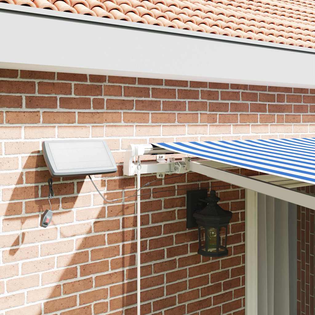 Skrovita tenda Plava i bijela 450 × 300 cm Poliester i aluminij