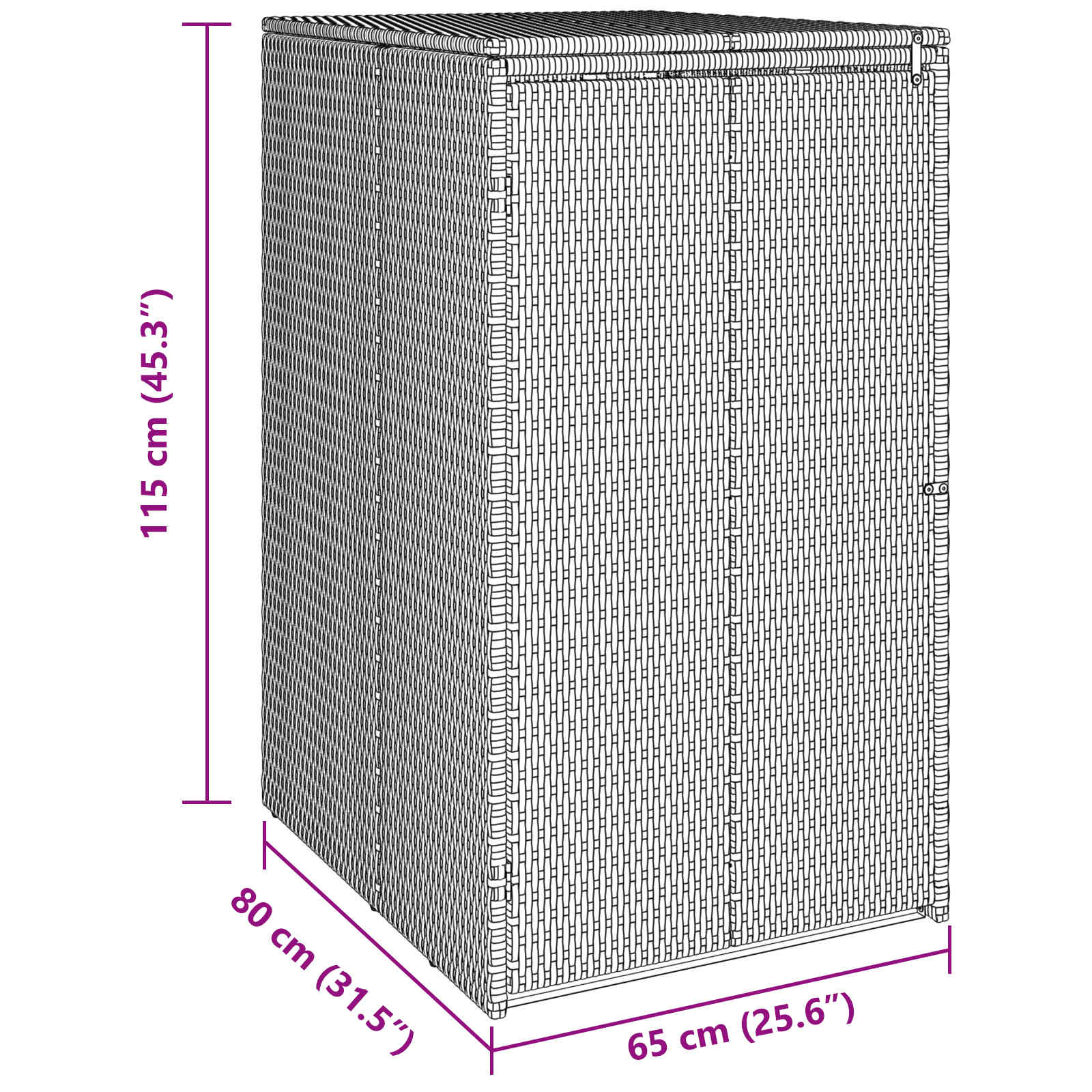 Kutija za smeće Crna 65 x 80 x 115 cm Polietilen