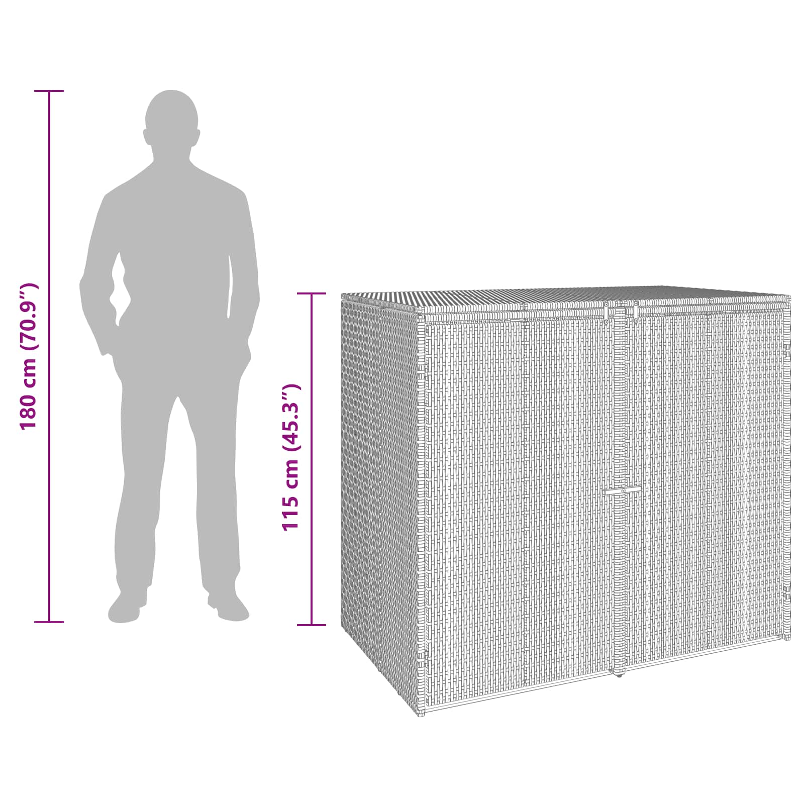 Kutija za smeće 2 pcs Siva 130 x 80 x 115 cm Polietilen