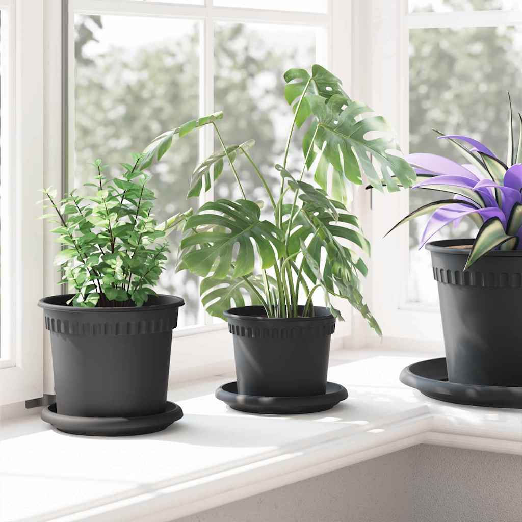 Saksije za biljke 6 pcs Crna Ø 12,5 x 10 cm Plastika