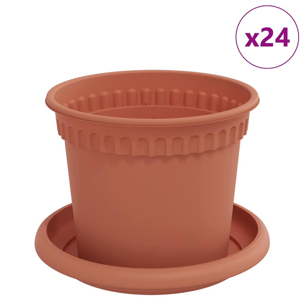 Saksije za biljke 24 pcs Crvena cigla Ø 12,5 x 10 cm Plastika